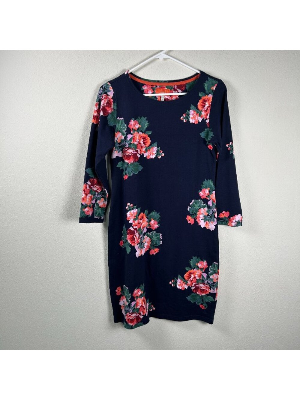 Joules Dress Womens Size 6 Riviera Print Navy‎ Rose Shift 3/4 Sleeve 207854